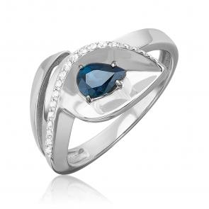 Кольцо из белого золота Platina с бриллиантом и сапфиром 01-5742-00-105-1120 фото