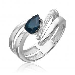 Кольцо из белого золота Platina с бриллиантом и сапфиром 01-5745-00-105-1120 фото