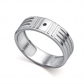 Серебряное кольцо АЛЬКОР с чёрным бриллиантом 01-5794/00ЧБ-00 фото
