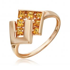 Золотое кольцо Platina с цитрином 01-5845-00-206-1110 фото