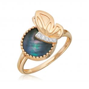 Золотое кольцо Platina с фианитом и перламутром 01-5860-00-753-1110 фото