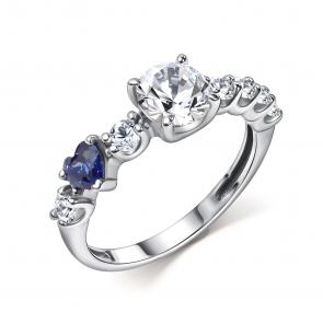 Серебряное кольцо АЛЬКОР с фианитом и горным хрусталём 01-5875/00ГХ-00 фото
