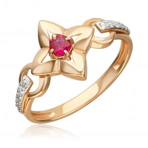 Золотое кольцо Platina с бриллиантом и рубином 01-5877-00-107-1110 фото