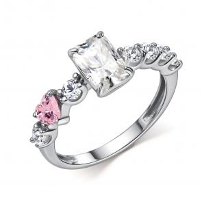 Серебряное кольцо АЛЬКОР с фианитом и горным хрусталём 01-5878/05ГХ-00 фото