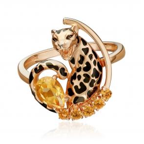 Золотое кольцо Platina с цитрином и эмалью 01-5882-00-206-1110 фото