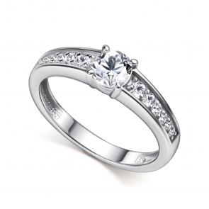 Серебряное кольцо АЛЬКОР с фианитом и муассанитом 01-5910/000М-00 фото
