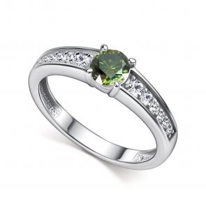 Серебряное кольцо АЛЬКОР с фианитом и муассанитом 01-5910/004М-00 фото