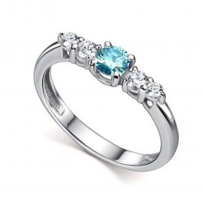 Серебряное кольцо АЛЬКОР с фианитом и муассанитом 01-5911/003М-00 фото