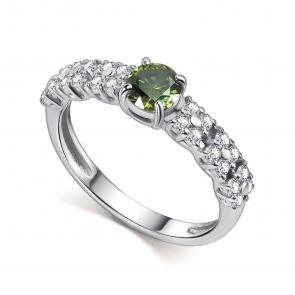 Серебряное кольцо АЛЬКОР с фианитом и муассанитом 01-5912/004М-00 фото
