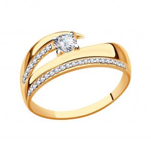 Золотое кольцо Золотые узоры с цирконием 01-7179 фото