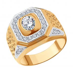 Золотое кольцо SOKOLOV с фианитом 016133 фото