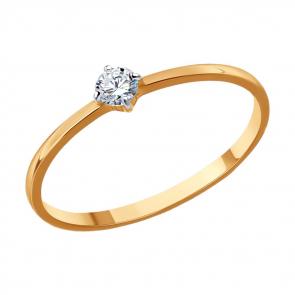 Золотое кольцо SOKOLOV с фианитом 016891 фото
