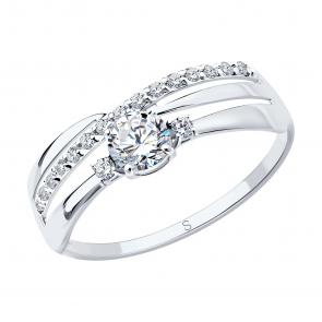 Кольцо из белого золота SOKOLOV с фианитом 016918-3 фото