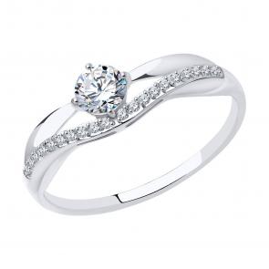 Кольцо из белого золота SOKOLOV с фианитом 017142-3 фото