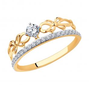 Золотое кольцо SOKOLOV с фианитом 017233 фото