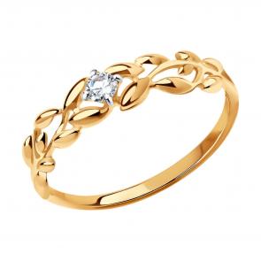 Золотое кольцо SOKOLOV с фианитом 017237 фото