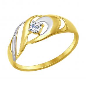 Кольцо из лимонного золота SOKOLOV с фианитом 017256-2 фото