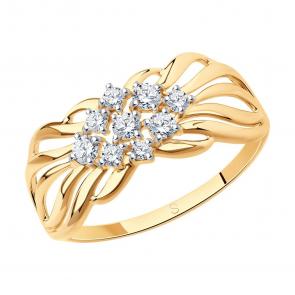 Золотое кольцо SOKOLOV с фианитом 017341 фото