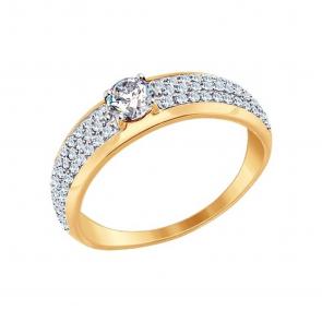 Золотое кольцо SOKOLOV с фианитом 017385 фото