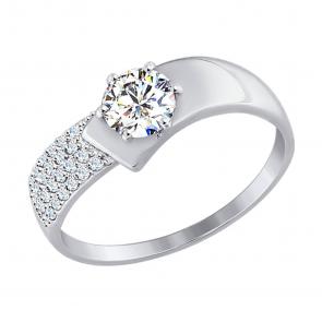Кольцо из белого золота SOKOLOV с фианитом 017402-3 фото