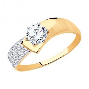 Золотое кольцо SOKOLOV с фианитом 017402 фото
