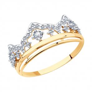 Золотое кольцо SOKOLOV с фианитом 017422 фото