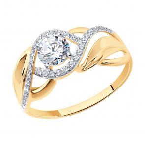 Золотое кольцо SOKOLOV с фианитом 017424 фото