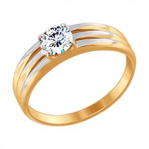 Золотое кольцо SOKOLOV с фианитом 017427 фото