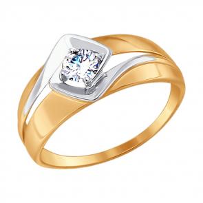 Золотое кольцо SOKOLOV с фианитом 017463 фото