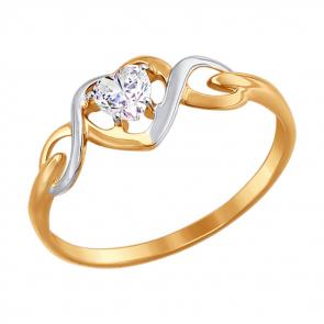 Золотое кольцо SOKOLOV с фианитом 017487 фото