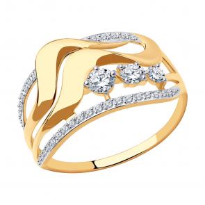 Золотое кольцо SOKOLOV с фианитом 017505 фото