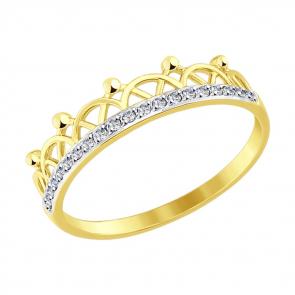 Кольцо из лимонного золота SOKOLOV с фианитом 017578-2 фото