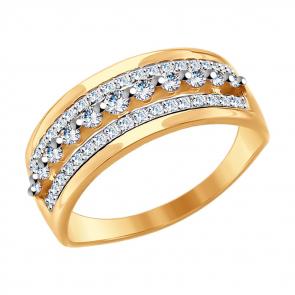 Золотое кольцо SOKOLOV с фианитом 017642 фото