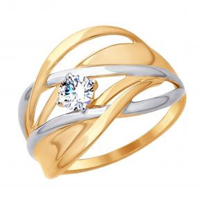 Золотое кольцо SOKOLOV с фианитом 017668 фото