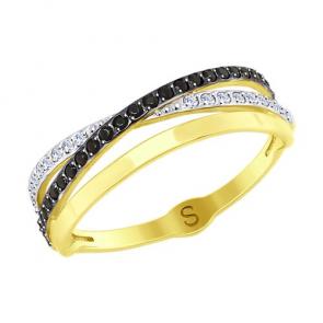 Кольцо из лимонного золота SOKOLOV с фианитом 017883-2 фото