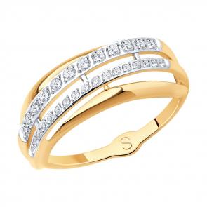 Золотое кольцо SOKOLOV с фианитом 017909 фото