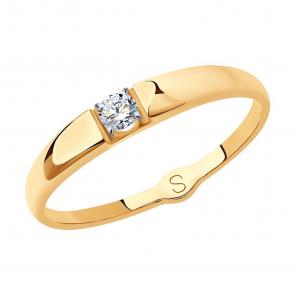 Золотое помолвочное кольцо SOKOLOV с фианитом 017915 фото