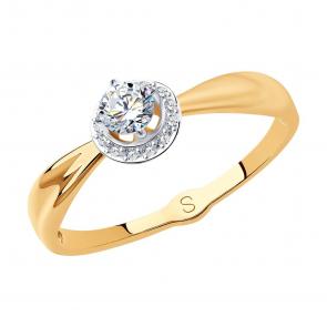 Золотое помолвочное кольцо SOKOLOV с фианитом 017932 фото