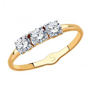 Золотое кольцо SOKOLOV с фианитом 017957 фото