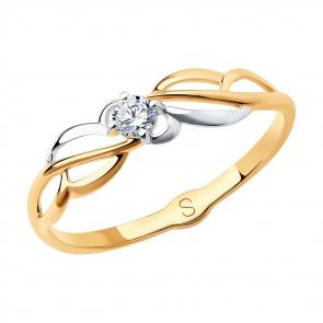 Золотое кольцо SOKOLOV с фианитом 017990 фото