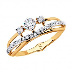 Золотое кольцо SOKOLOV с фианитом 018033 фото