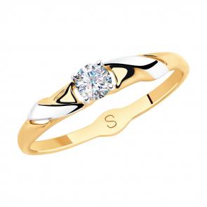 Золотое кольцо SOKOLOV с фианитом 018051 фото