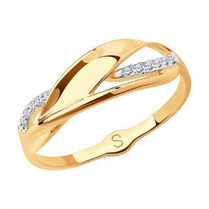 Золотое кольцо SOKOLOV с фианитом 018067 фото
