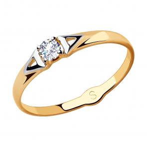 Золотое кольцо SOKOLOV с фианитом 018079 фото