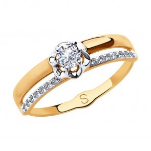 Золотое кольцо SOKOLOV с фианитом 018171 фото