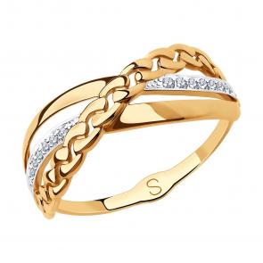 Золотое кольцо SOKOLOV с фианитом 018217 фото