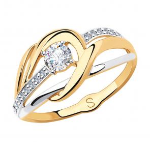 Золотое кольцо SOKOLOV с фианитом 018236 фото