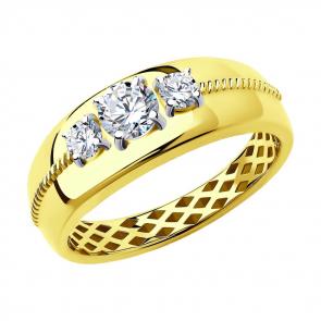 Кольцо из лимонного золота SOKOLOV с фианитом 018262-2 фото