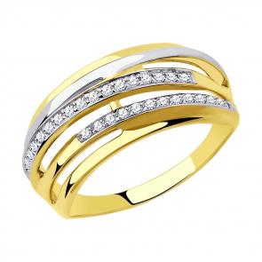 Кольцо из лимонного золота SOKOLOV с фианитом 018306-2 фото