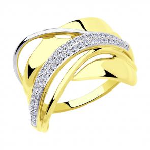 Кольцо из лимонного золота SOKOLOV с фианитом 018308-2 фото